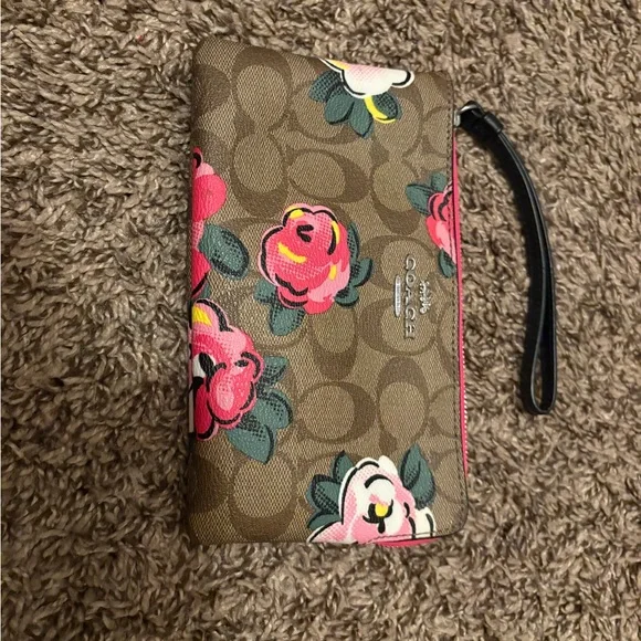 Coach Floral Print Signature Backpack & Wristlet - Brown/Pink - Picture 13 of 16